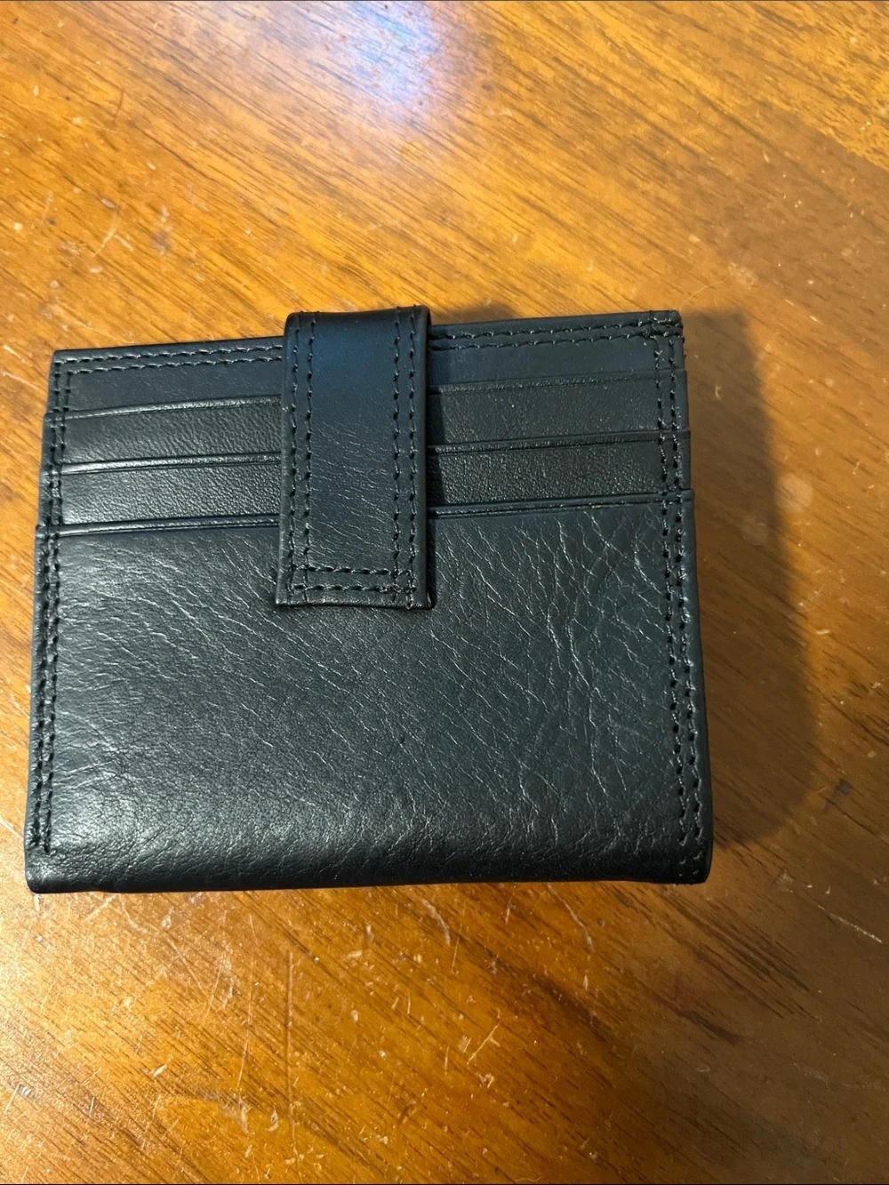 Black Leather Snap Card Wallet